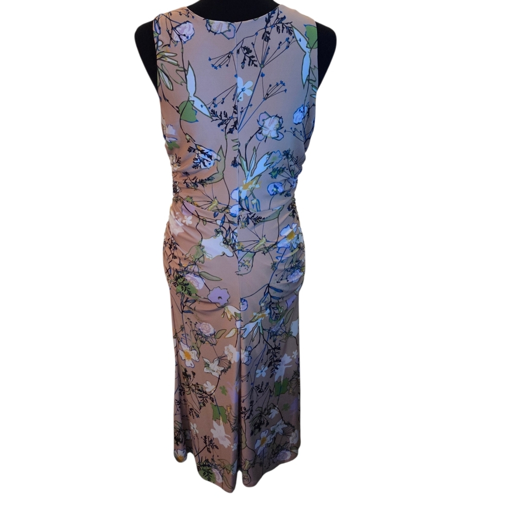 Halogen Women's Floral Ruched Midi Dress M Brown Blue NWT - Picture 4 of 4